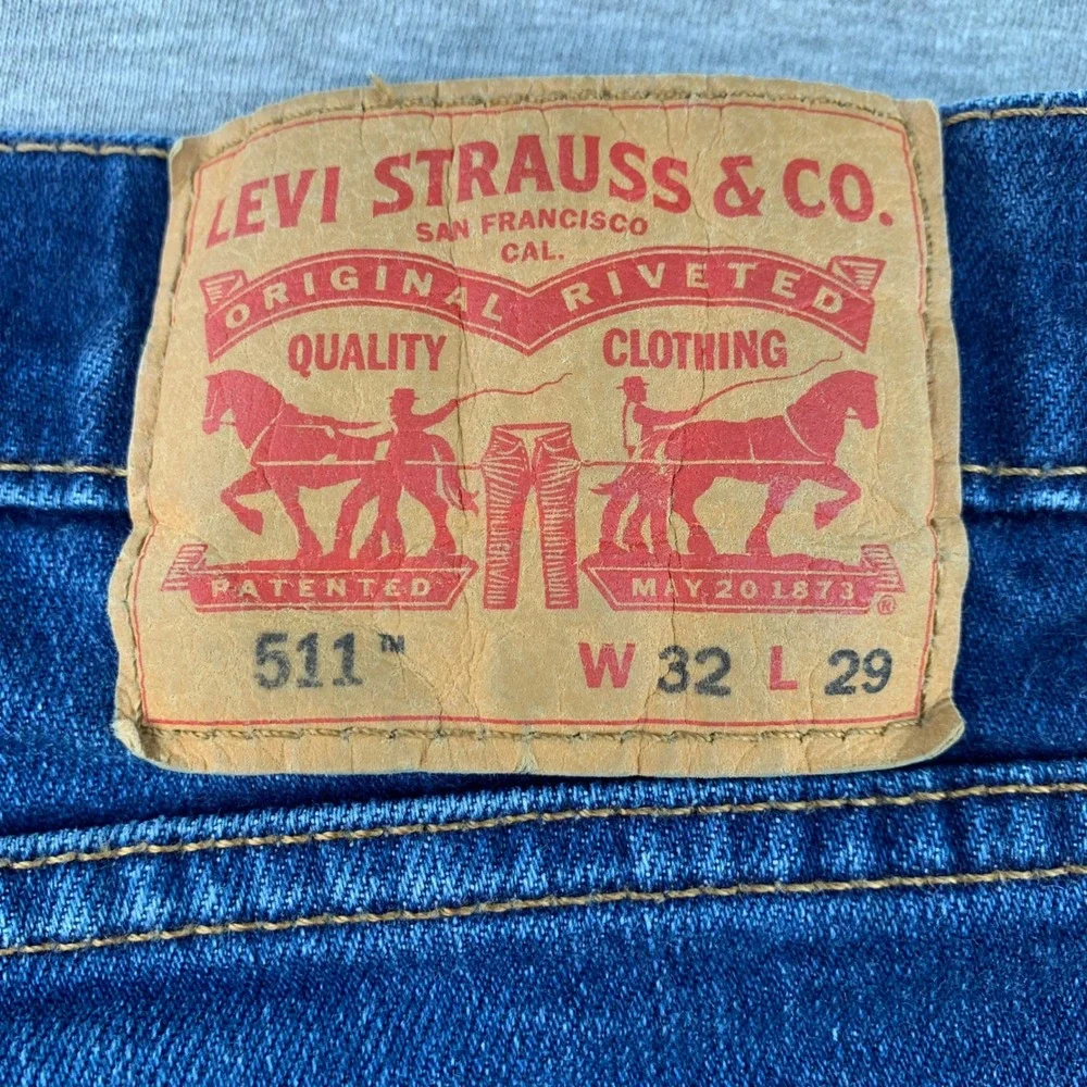 Levis 511 Slim Fit Jeans Mens 32x29 Blue Medium Wash Stretch Denim